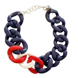 Alisha D Necklace Red White Blue Acrylic